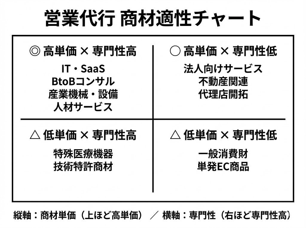 営業代行が向いている職種・商材適性チャート