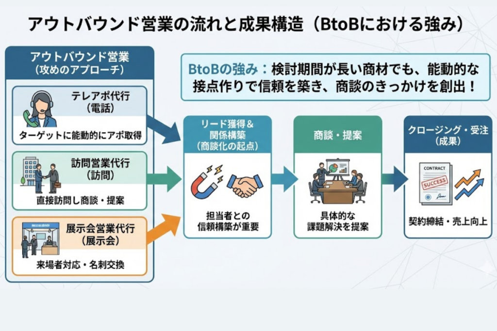 「アウトバウンド営業の流れと成果構造」